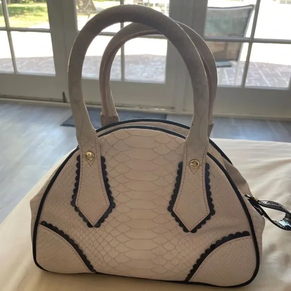 SOLD-Vintage Vivienne Westwood Yasmine Bag - Pink; Snake Print - Picture 3 of 14